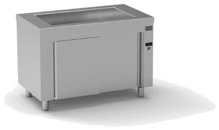 Meuble inox bain-marie à eau avec réserve neutre 3 bacs GN1/1-200 - 1200x700x850 mm