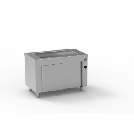 Meuble inox bain-marie  eau avec rserve chaude 3 bacs GN1/1-200 - 1200x700x850 mm