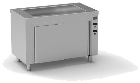 Meuble inox bain-marie à eau avec réserve chaude 3 bacs GN1/1-200 - 1200x700x850 mm