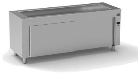 Meuble inox bain-marie sec avec réserve neutre 5 bacs GN1/1-150 - 2000x700x850 mm