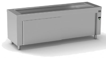 Meuble inox bain-marie ventilé avec réserve neutre 6 bacs GN1/1-150 - 2250x700x850 mm