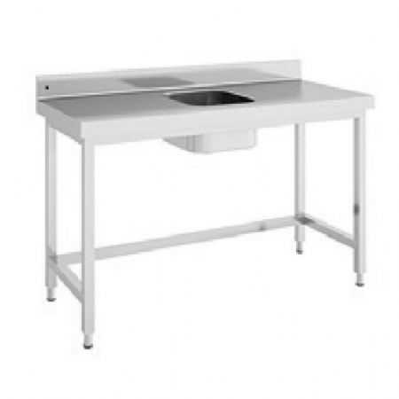 Table de Travail Inox AISI-304 18/10 avec bac central et dosseret 1000x600x850 mm - Eratos - MCCD60-100C