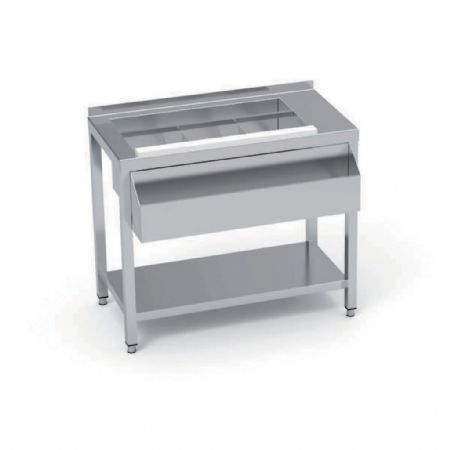 Table cocktail professionnelle avec étagère et évier à droite 1000x645x900 mm - Eratos - MCE-100