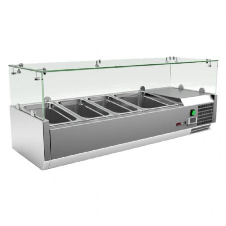 Vitrine réfrigérée de comptoir en acier inoxydable pour bacs 1x GN 1/2 et 3x GN 1/3