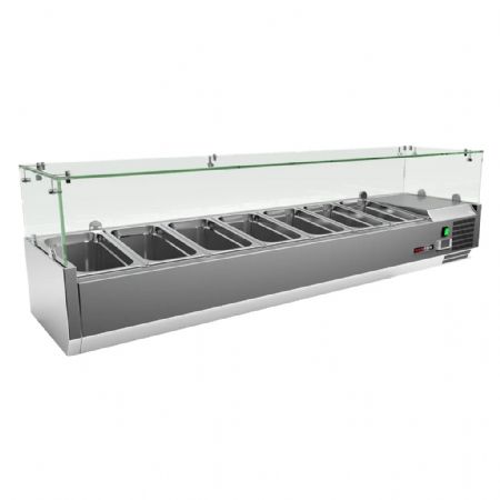 Vitrine réfrigérée de comptoir en acier inoxydable pour bacs 7x GN 1/3