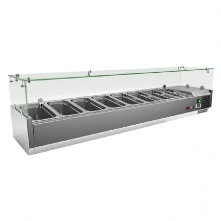 Vitrine réfrigérée de comptoir en acier inoxydable pour 8 bacs GN 1/3 hauteur