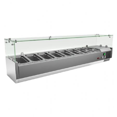 Vitrine réfrigérée de comptoir en verre pour 7x GN 1/4