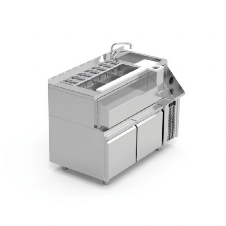Table cocktail avec etagre evier avec vidange -Longueur 1200mm