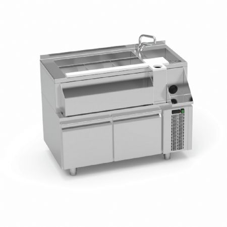 Table cocktail professionnelle réfrigérée avec évier et 2 tiroirs, 1200x745x900 mm - Eratos - MCR-120D Table cocktail professionnelle réfrigérée avec évier et 2 tiroirs, 1200x745x900 mm - Eratos - MCR-120D