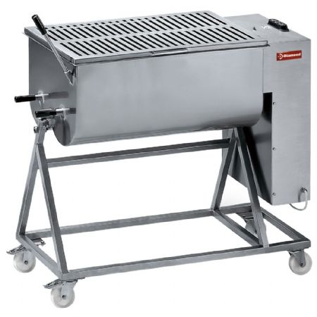 Mélangeur à viande boucherie en inox 120 kg sur piètement à roues - Diamond - MCR-120P/N