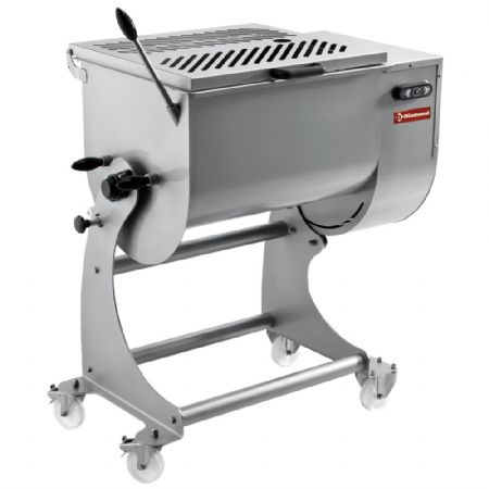 Mélangeur à viande boucherie en inox 80 kg sur roues freins, 2 bras mélangeurs, 1.1 kW - Diamond - MCR-80P/N
