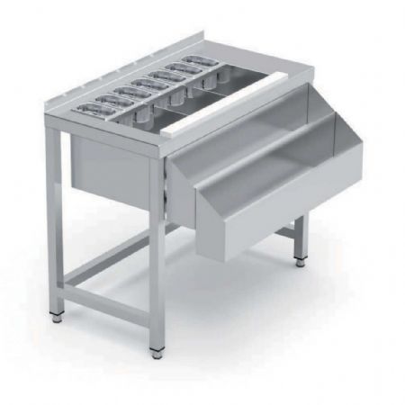 Table cocktail professionnelle 1000 mm avec cuve isolée et porte-bouteilles - Eratos - MCS-100