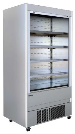 Vitrine libre service réfrigérée inox multiniveaux à volet de sécurité manuel - Tefcold - MCX130M