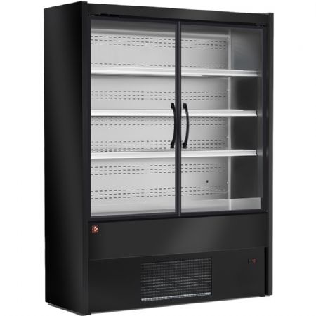 Vitrine murale de Supermarché portes battantes noire 1500 mm positive - Diamond Promo - MD15/B5-R2B