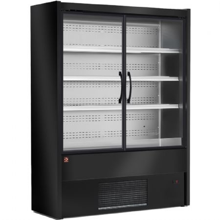 Vitrine murale rfrigre noire avec 2 portes battantes - 1500x570x2000 mm
