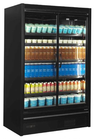 Vitrine murale de supermarché réfrigérée noire 2 portes vitrées positive - Tefcold - MDCA1250HB