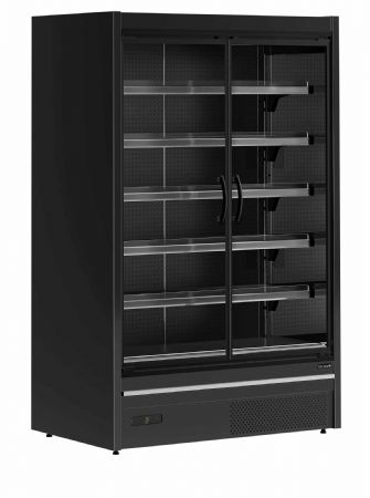 Vitrine rfrigre pour supermarch murale noire avec 2 portes battantes - 740 litres