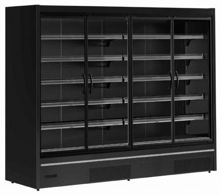 Vitrine murale de supermarché réfrigérée 4 portes vitrées positive Noire - Tefcold - MDCA2500HB