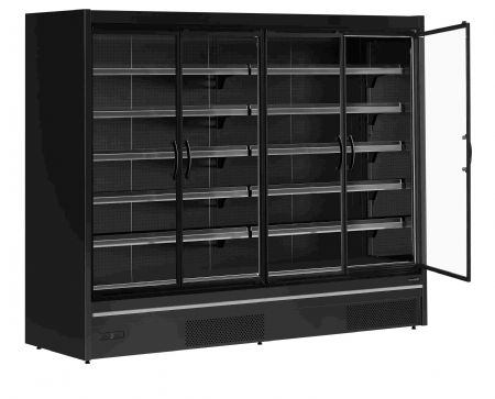 Vitrine rfrigre noire murale pour supermarch avec 4 portes battantes - 1480 litres