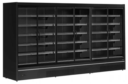 Vitrine murale de supermarché réfrigérée positive 6 portes vitrées noire - Tefcold - MDCA3750HB
