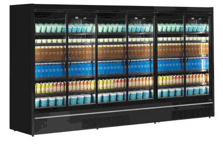 Vitrine rfrigre murale noire pour supermarch avec 6 portes battantes - 2220 litres