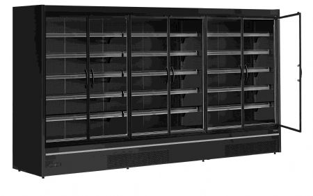 Vitrine rfrigre murale noire pour supermarch avec 6 portes battantes - 2220 litres