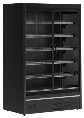 Vitrine murale de supermarché réfrigérée noire 2 portes vitrées positive - Tefcold - MDCB1250HB