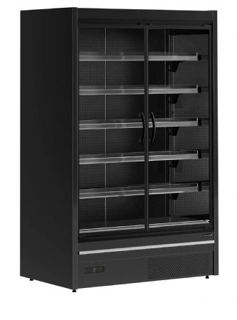 Vitrine réfrigérée pour supermarché noire 2 portes vitrées 1095 l