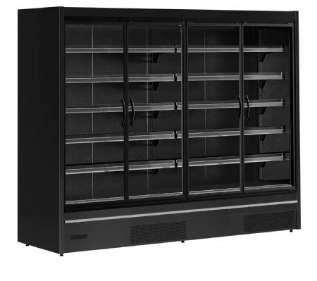 Vitrine réfrigérée pour supermarché noire 4 portes vitrées 2190 l