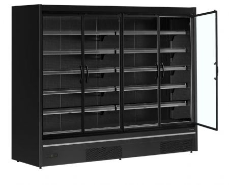 Vitrine réfrigérée pour supermarché noire 4 portes vitrées 2190 l