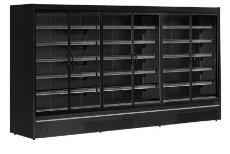 Vitrine réfrigérée pour supermarché noire 6 portes vitrées 3285 l