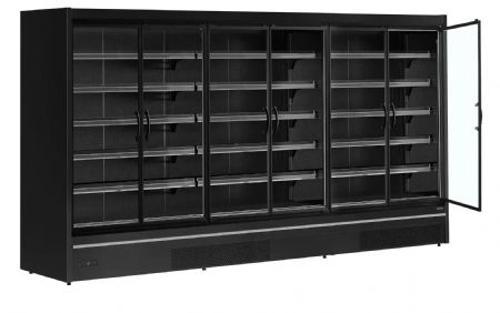 Vitrine réfrigérée pour supermarché noire 6 portes vitrées 3285 l