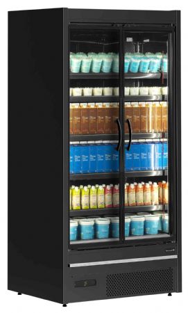 Vitrine murale de supermarché réfrigérée 2 portes vitrées positive Noire - Tefcold - MDCB937HB