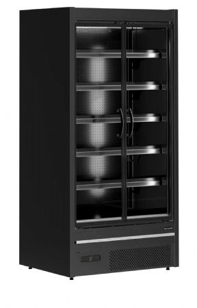 Vitrine réfrigérée pour supermarché noire 2 portes vitrées 820 l