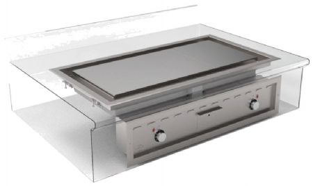 Plancha chromée éléctrique encastrable plaque 18mm d'épaisseur - 2 zones de cuisson 900x400