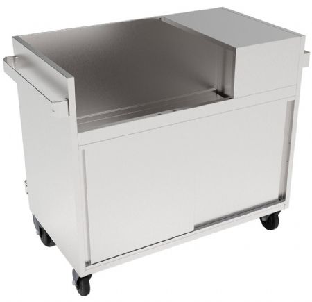 Meuble inox support vitrine chauffante bain-marie 2x GN 1/1 panoramique/N sur roulettes - Diamond - MEX-RG2/N