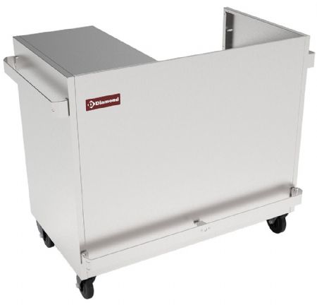 Meuble inox support vitrine chauffante bain-marie 2x GN 1/1 panoramique/N sur roulettes - Diamond - MEX-RG2/N
