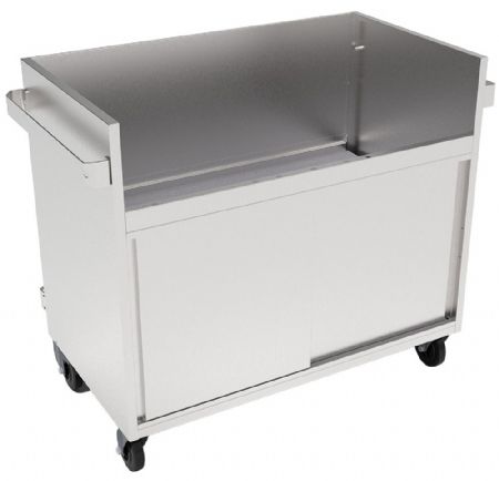 Meuble inox support vitrine chauffante bain-marie 3 GN 1/1 panoramique/N sur roulettes - Diamond - MEX-RG3/N