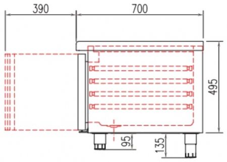 Meuble soubassement positif pour module cuisson avec 2 portes pleines - 1200x700x600 mm