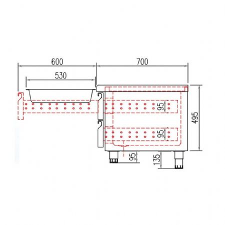 Soubassement réfrigéré 6 tiroirs 264 L température positif - Coreco - MFB-160-CC