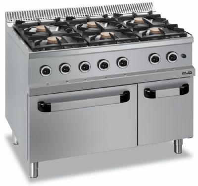 Cuisinire gaz sur four  gaz 6 feux 7kW - Profondeur 700mm