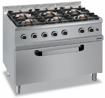 Cuisinire gaz sur grand four  gaz 6 feux 7kW - Profondeur 700mm