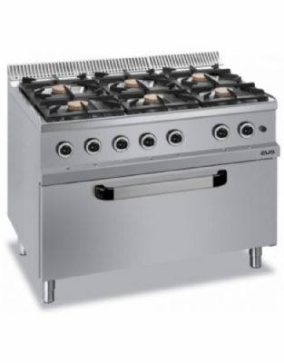 Cuisinire gaz sur grand four  gaz 6 feux 5,5kW - Profondeur 700mm