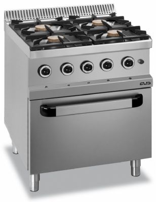 Cuisinire gaz sur four  gaz 4 feux 7kW - Profondeur 700mm