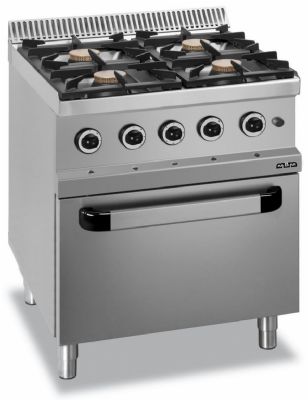 Cuisinire gaz sur four  gaz 4 feux 5,5kW - Profondeur 700mm