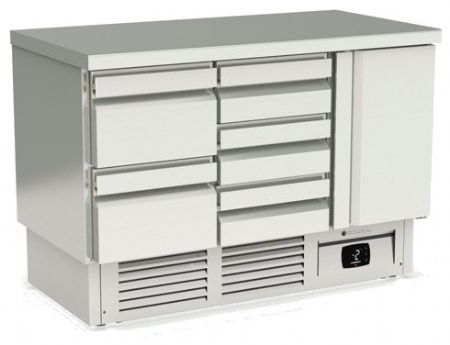 Table inox compacte positive avec 3 portes pleines GN 1/1 - 1395x700x950 mm