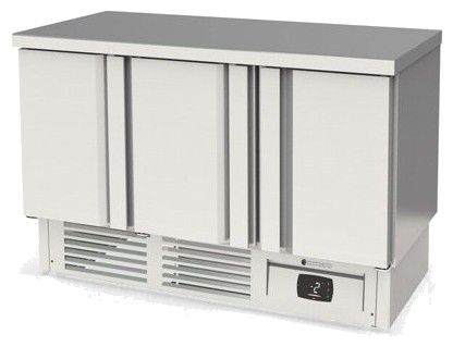 Table inox compacte positive avec 3 portes pleines GN 1/1 - 1395x700x950 mm