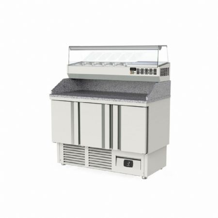 Meuble à Pizzas 3 portes dessus granit capacité 450 L - Coreco - MFCP-140