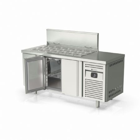 Saladette réfrigérée 3 portes pleines 450 L avec couvercle pour 21 bacs GN1/6 - Coreco - MFE-200