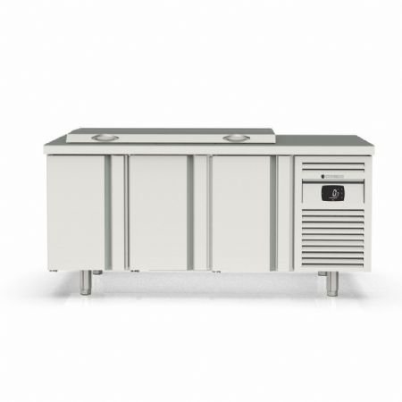 Saladette réfrigérée 3 portes pleines 450 L avec couvercle pour 21 bacs GN1/6 - Coreco - MFE-200